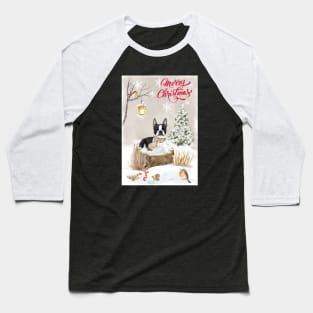 Boston Terrier Merry Christmas Santa Dog Baseball T-Shirt